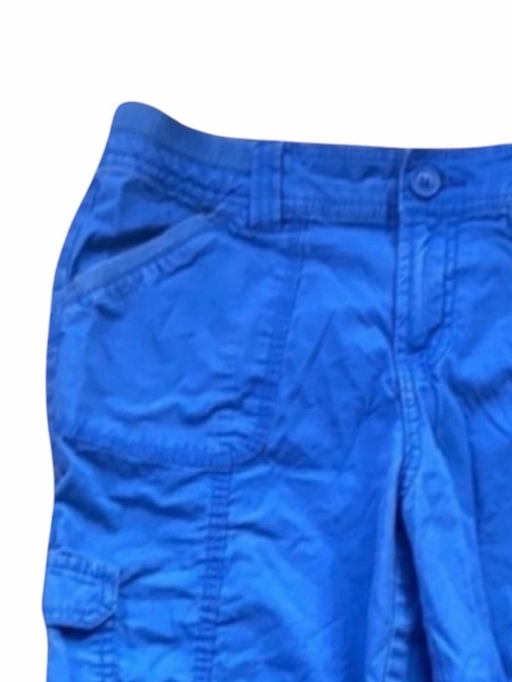 Saint Johns Bay Cargo Shorts Electric Blue Cotton Elastic Waist - Picture 5 of 7